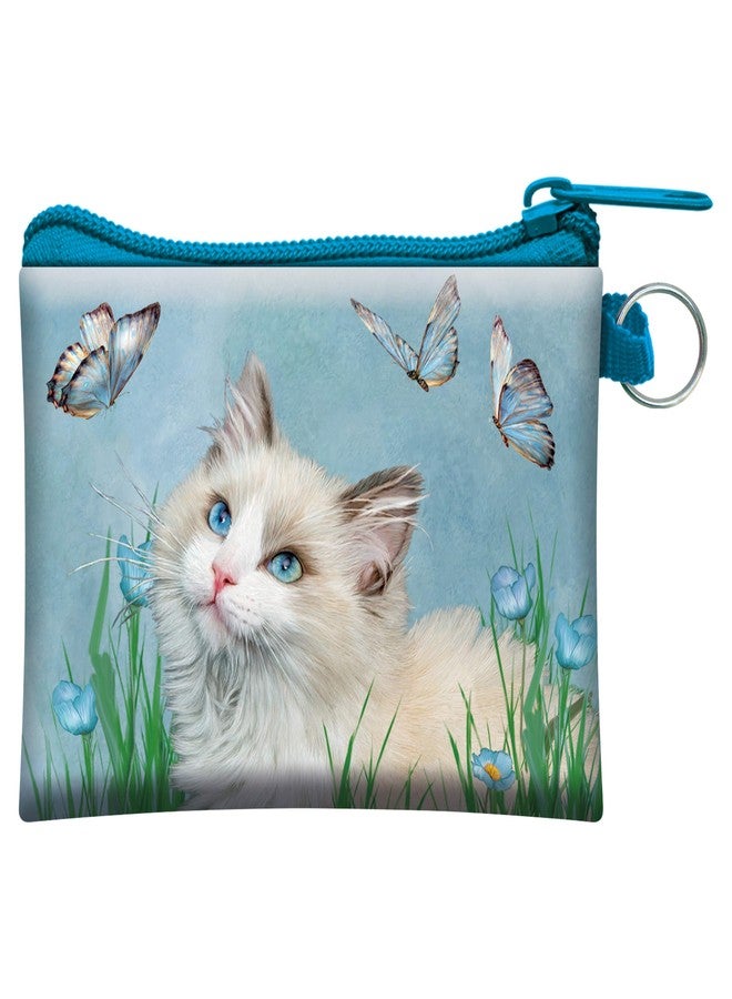 3D LiveLife Coin Purse - Ragdoll & Butterflies from Deluxebase. Lenticular 3D Cat Purse. Cash, coin and card holder with secure zipper featuring artwork licensed from renowned Carol Cavalaris - Image 1